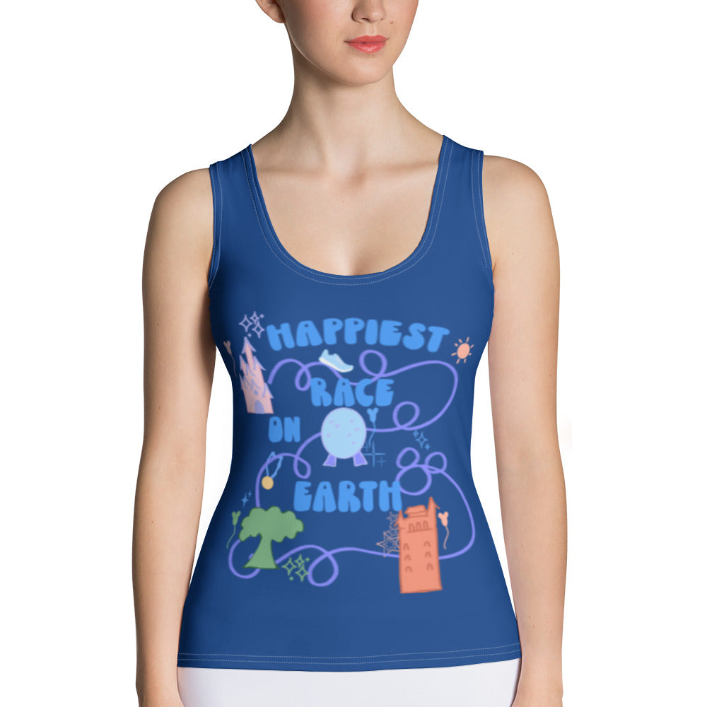 runDisney Happiest Race on Earth Disney running four parks fitted athletic Tank Top