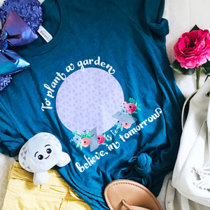 Epcot Flower and Garden Spaceship Earth Floral Disney Short-Sleeve Unisex T-Shirt