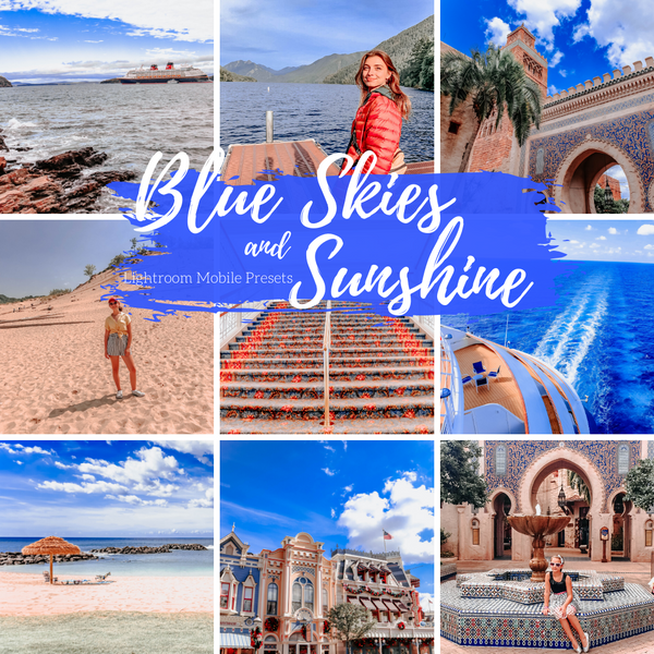 Blue Skies and Sunshine Warm Mobile Preset, Travel Blogger and Lifestyle Lightroom Presets