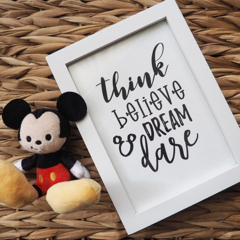 Think Believe Dream Dare Walt Disney Quote Disney Printable Wall Art Print | INSTANT DOWNLOAD