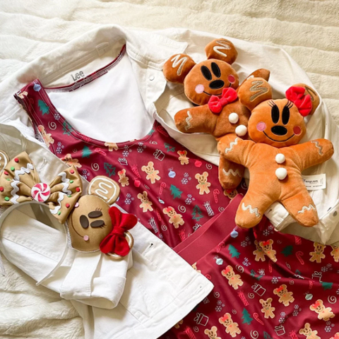 Gingerbread Mickey and Minnie Christmas Crop Top Gingerbread Disney Holiday Crop Top- Maroon