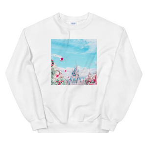 Magic Kingdom Christmas Photo Sweatshirt READY TO SHIP- Medium- White Sweatshirt