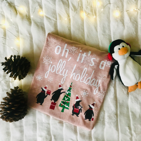 Jolly Holiday Disney Christmas Tree T-Shirt Penguins Mary Poppins