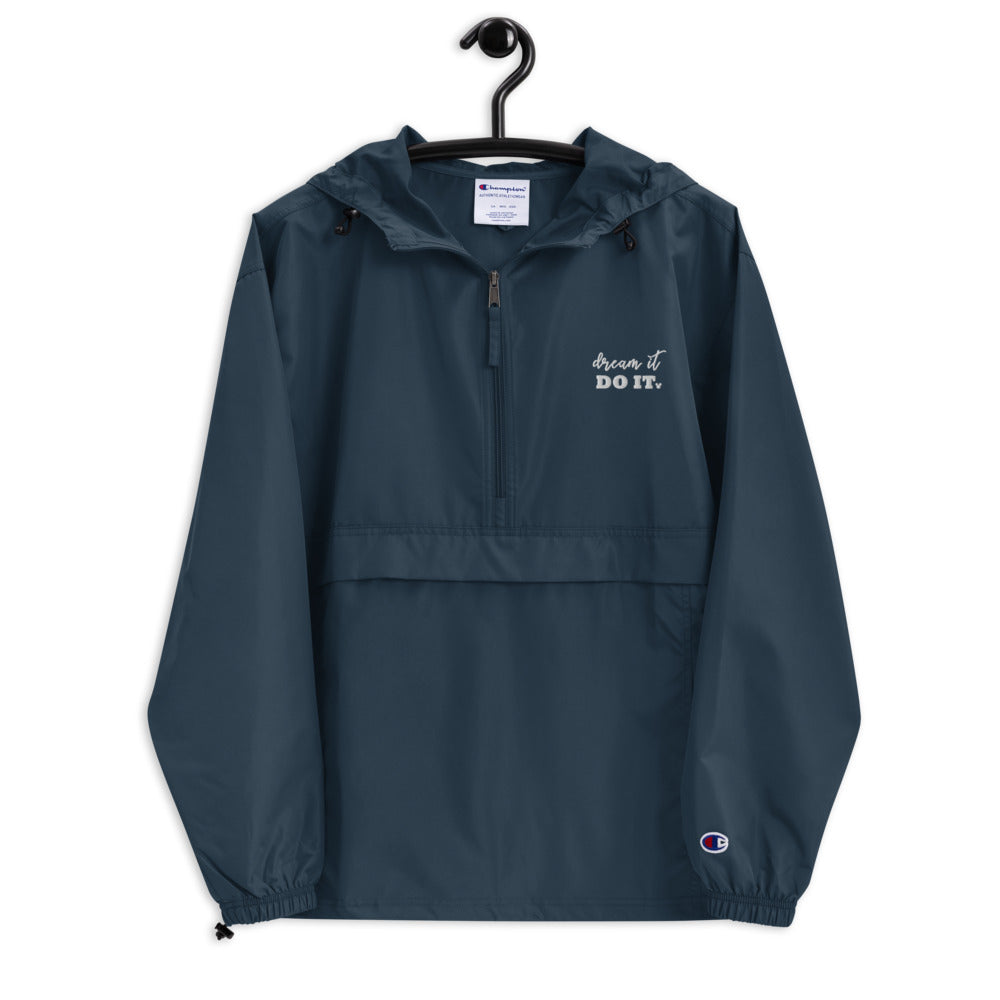 Dream it. Do it. Disney 1/2 Zip Embroidered Champion Packable Jacket