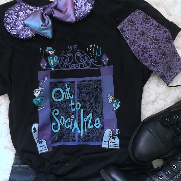 Haunted Mansion T-shirt Out to Socialize Grim Grinning Disney Ghosts T-Shirt