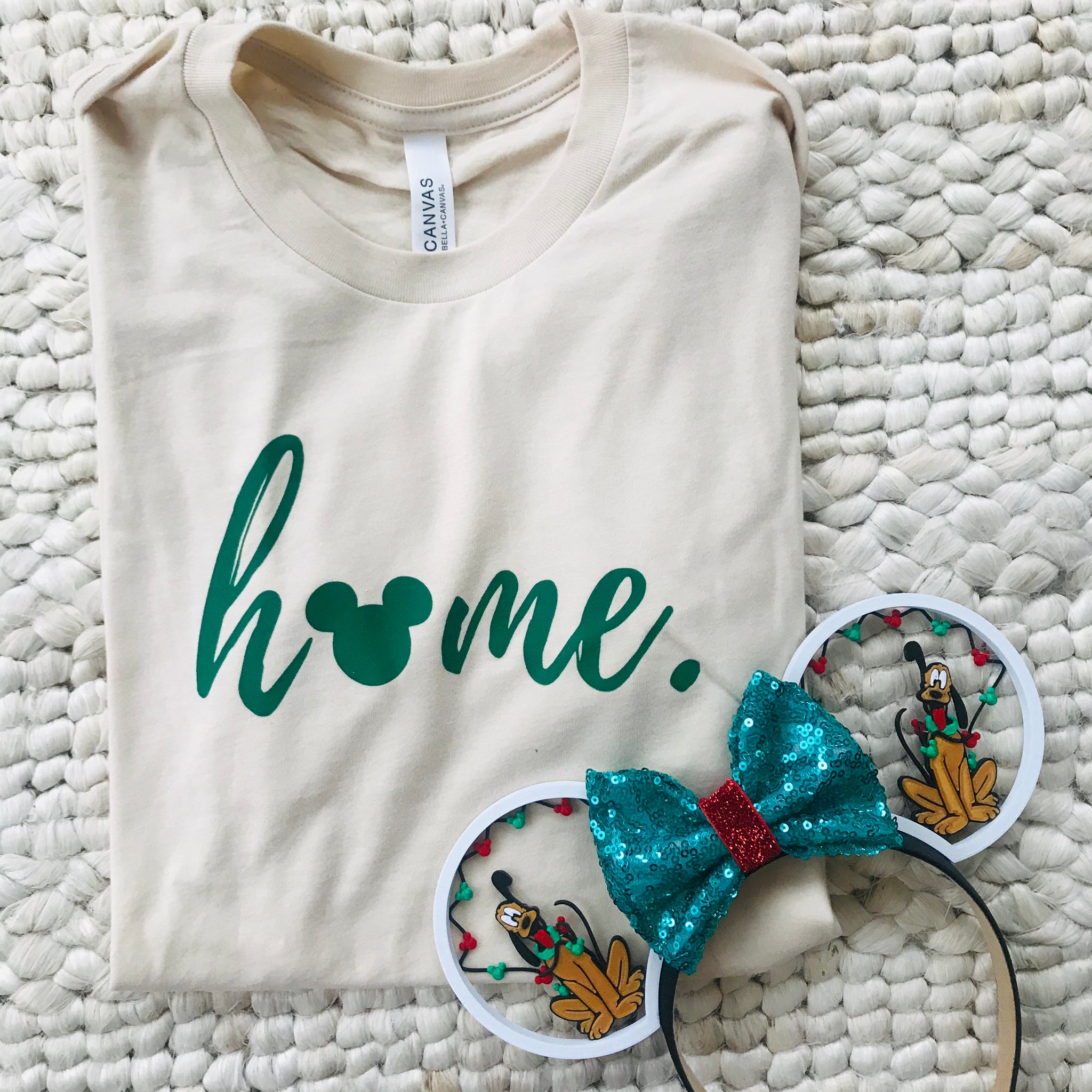 Mickey Home Hidden T-Shirt- READY TO SHIP- Soft Cream- XS