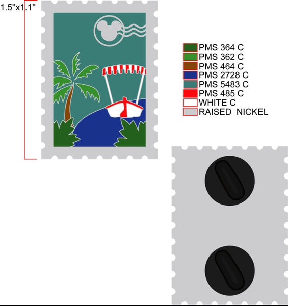 Jungle Cruise Disneyland Walt Disney World Postage Stamp Hard Enamel Pin- B Grade