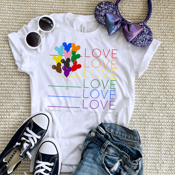 Disney Pride Shirt Love LGBTQ+ Mickey Balloon Disney Unisex T-Shirt