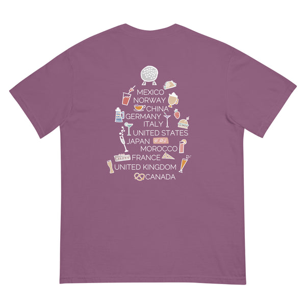 Epcot Food and Wine COMFORT COLORS 2-Sided T-Shirt Spaceship Earth World Showcase Men’s garment-dyed heavyweight t-shirt