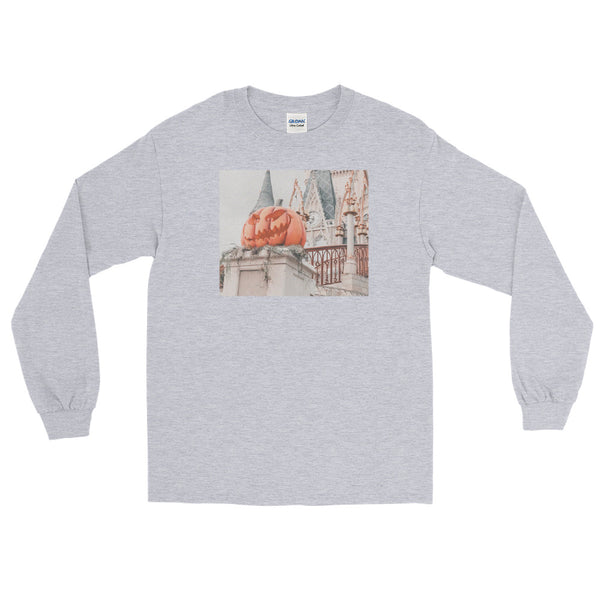 Disney Pumpkin Photo Shirt Magic Kingdom Castle Men’s Long Sleeve Shirt