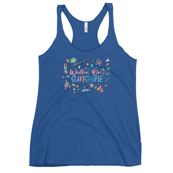 Walt Disney World Tank Top Disney Parks Icons Walkin' On Sunshine Florida Disney Women's Racerback Tank