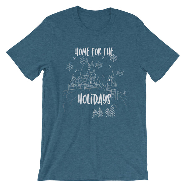 Home for the Holidays T-shirt Magical Christmas Castle Holiday Snowfall T-Shirt