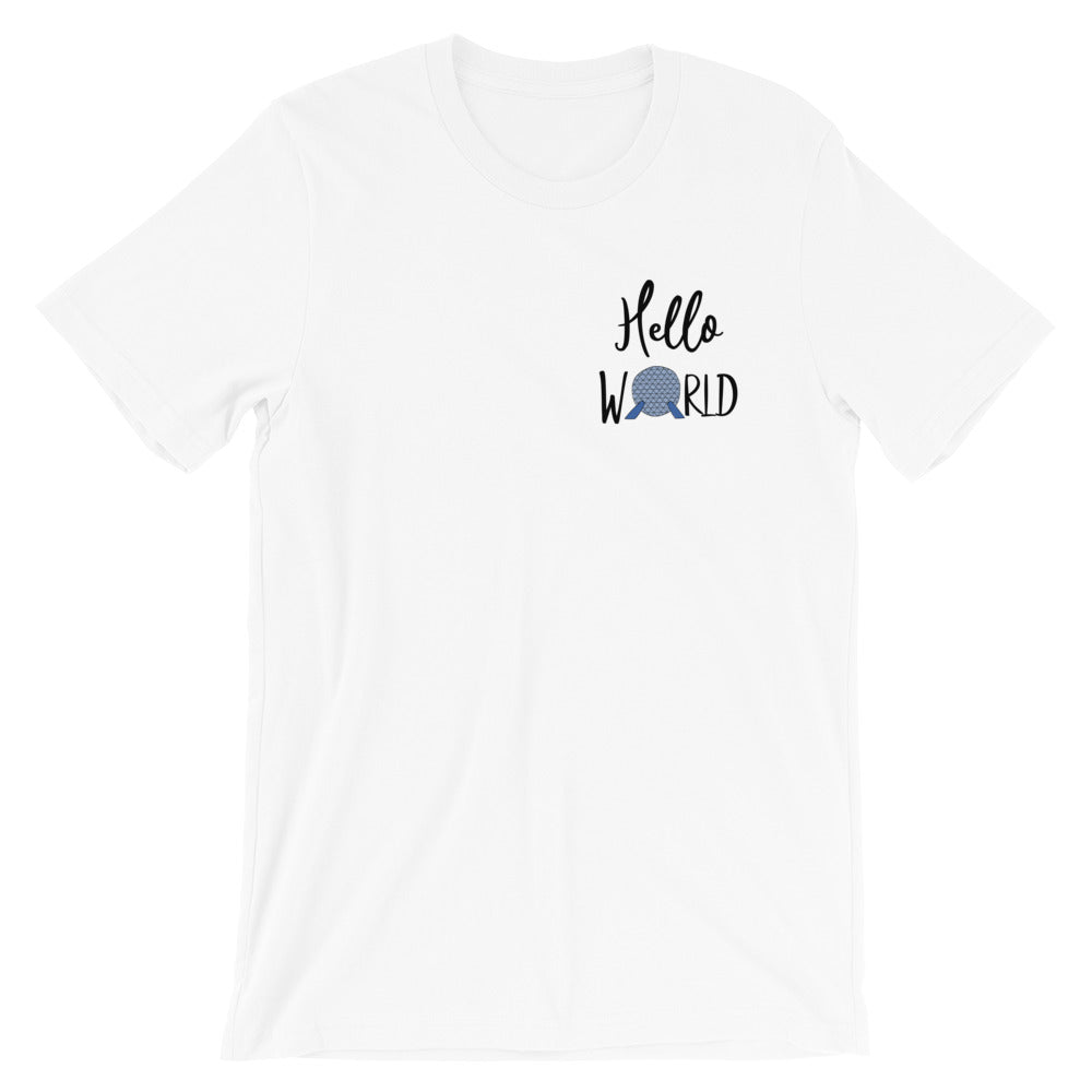 Epcot World Showcase Hello World Spaceship Earth Front and Back design Short-Sleeve Unisex T-Shirt