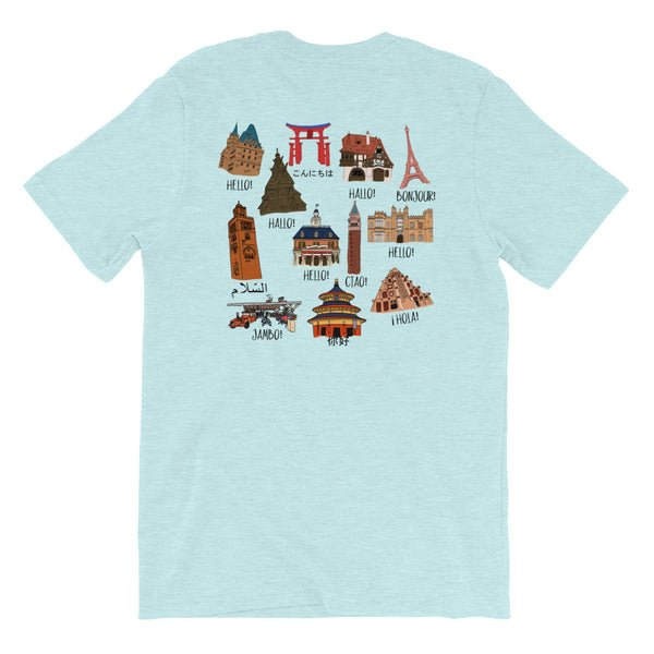 Epcot World Showcase Hello World Spaceship Earth Front and Back design Short-Sleeve Unisex T-Shirt