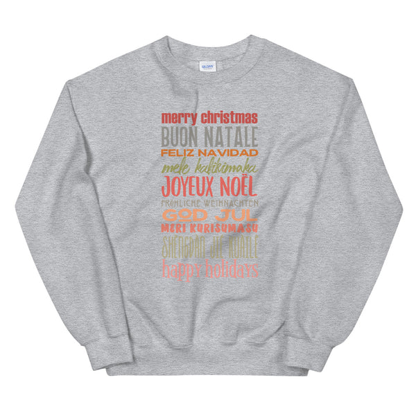 Christmas Greetings Sweatshirt World Showcase Disney Shirt Many Languages EPCOT Word Sweatshirt