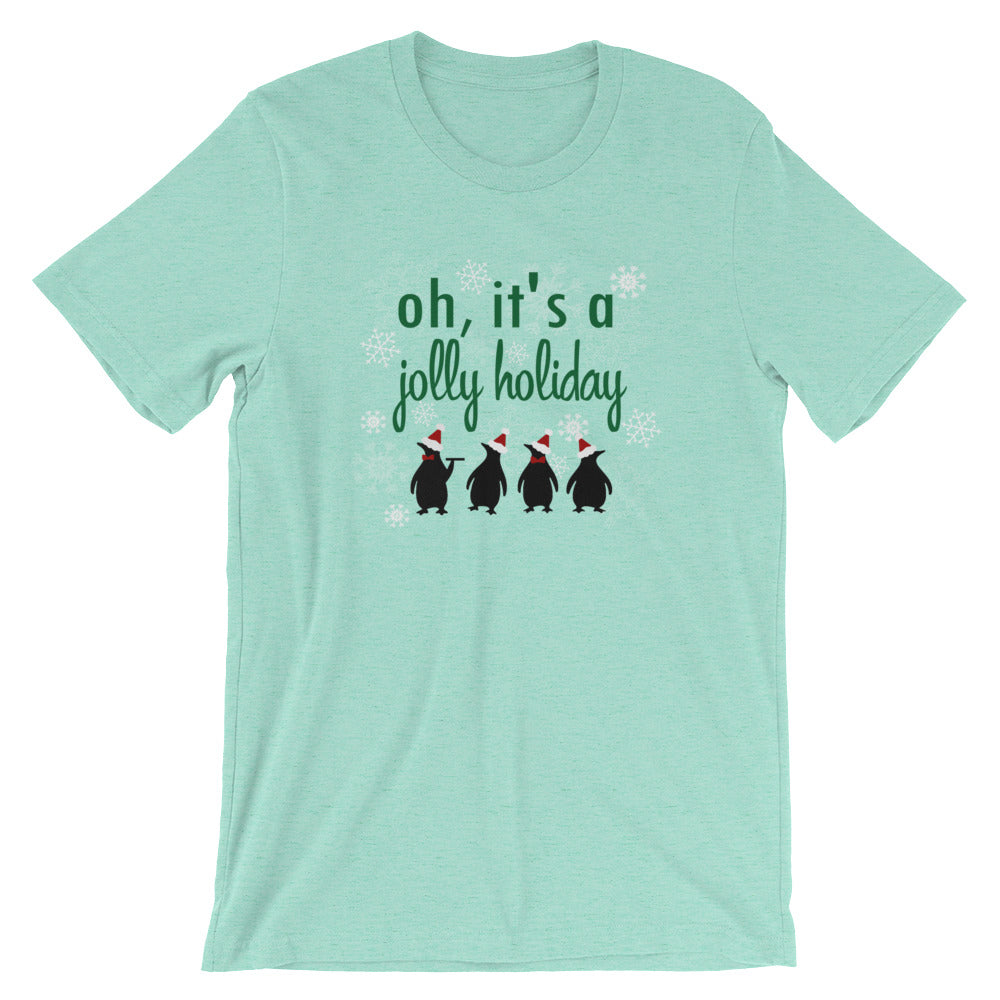 Jolly Holiday Mary Poppins Penguin T-Shirt- READY TO SHIP-Heather Mint- Small