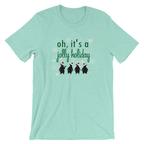 Jolly Holiday Mary Poppins Penguin T-Shirt- READY TO SHIP-Heather Mint- Small