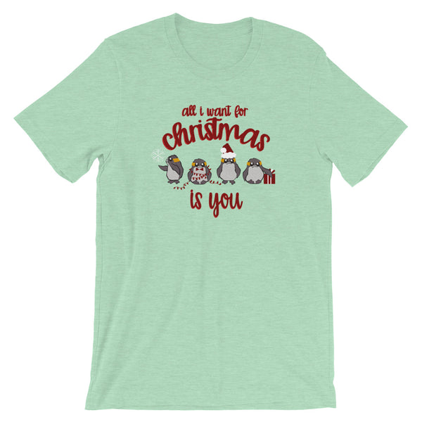 Christmas Star Wars Porg Unisex T-Shirt, All I want for Christmas is You.  Disney Inspired Tee