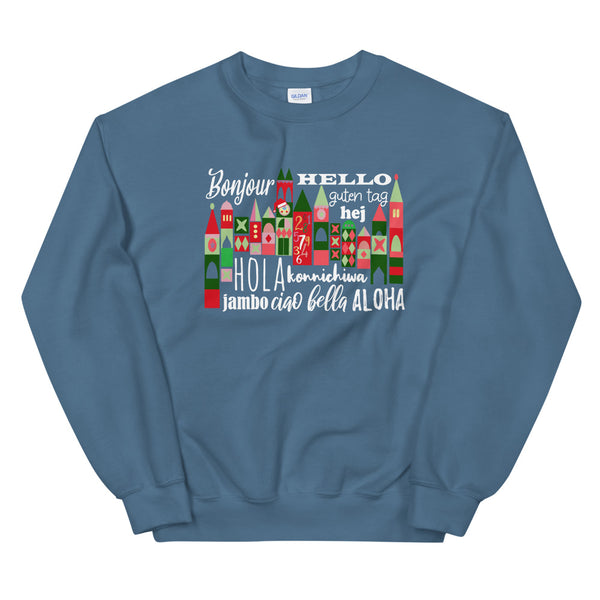 Small World Holiday Sweatshirt Disney Small World Many Languages Christmas Crew Sweatshirt