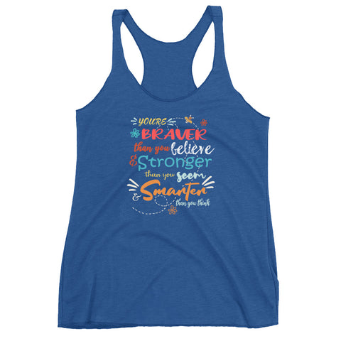 Winnie the Pooh Disney Quote Tank Top, You're Braver than you Believe Ladies Racerback Tank