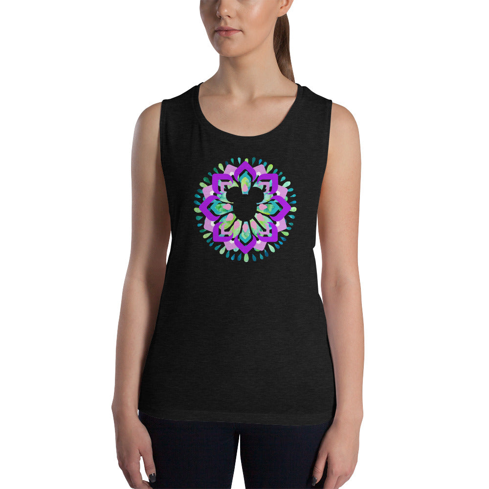 Flower and Garden Festival Hidden Mickey Floral Mandala Epcot Ladies’ Muscle Tank