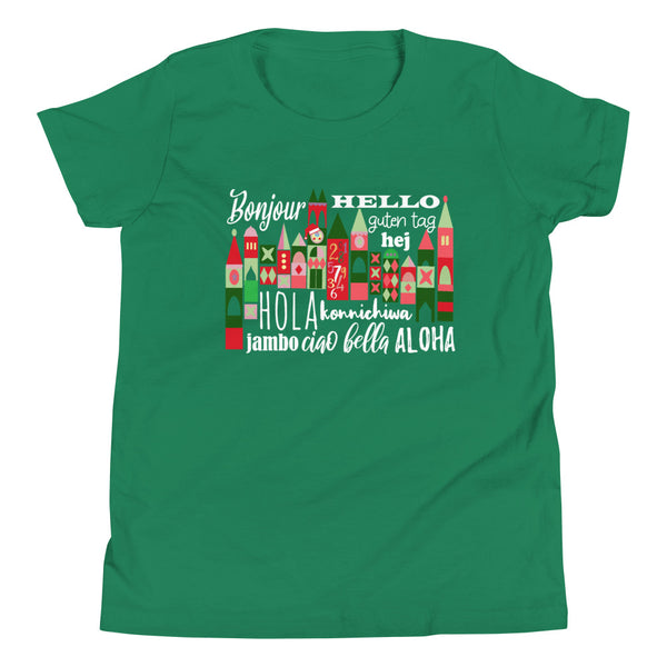 Small World  KIds Holiday T-Shirt Disney Small World Many Languages Christmas T-Shirt