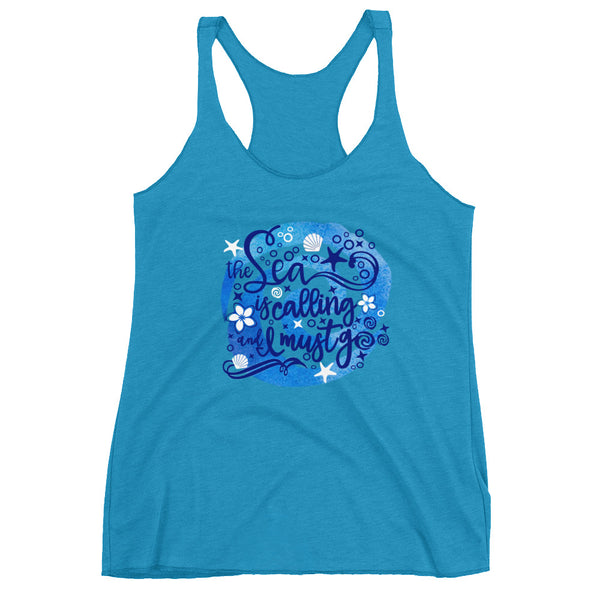 Moana The Sea Is Calling and I Must Go Women's Racerback Tank