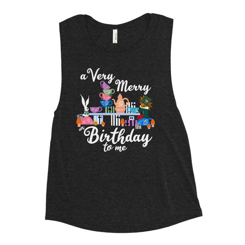 Disney Birthday Tank Top Alice in Wonderland A Very Merry un Birthday To Me Ladies’ Muscle Tank