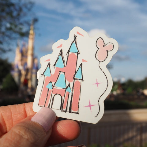 Disney Cinderella Castle and Mickey Balloon Die Cut Sticker