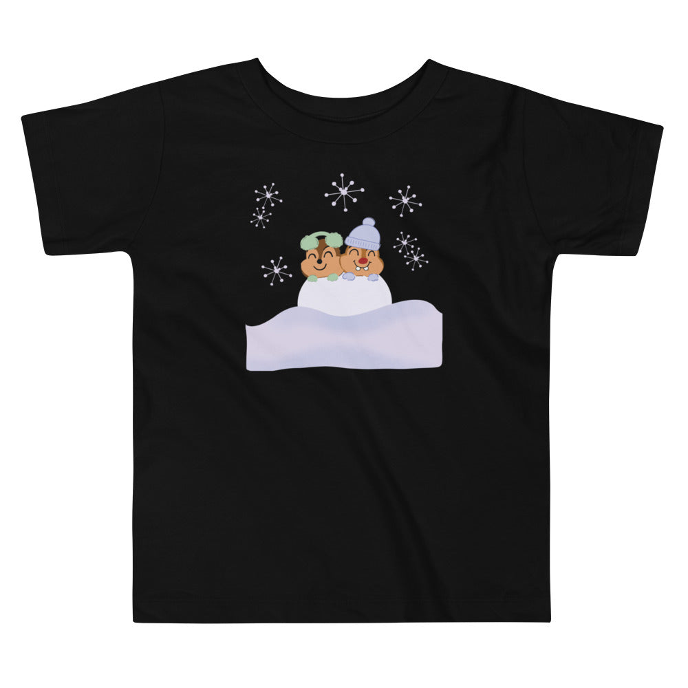Chip and Dale Snow Much Fun Disney Winter Toddler Short Sleeve Tee