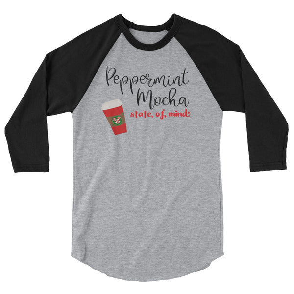 Peppermint Mocha State of Mind Holiday Coffee Raglan Tee Baseball tshirt
