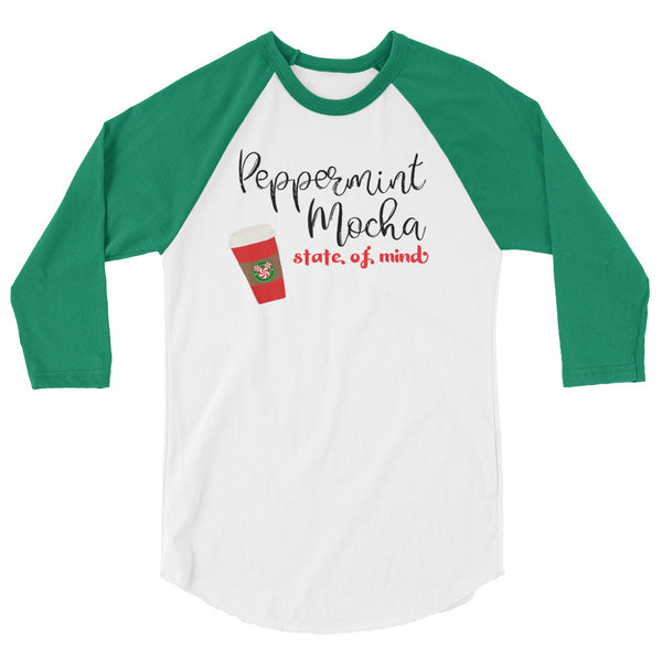 Peppermint Mocha State of Mind Holiday Coffee Raglan Tee Baseball tshirt