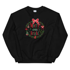 Merry and Bright Sweatshirt Disney Christmas Mickey Wreath Unisex Sweatshirt