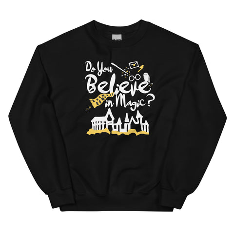 Believe in Magic Sweatshirt Yellow and Black Scarf House Wizard and Witch Adult Unisex Sweatshirt