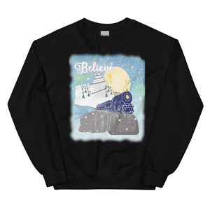 Believe Polar Express Train Winter Mountain Christmas Movie Unisex Sweatshirt