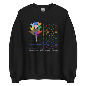 Disney Pride Sweatshirt Love LGBTQ+ Mickey Balloon Disney Unisex Sweatshirt