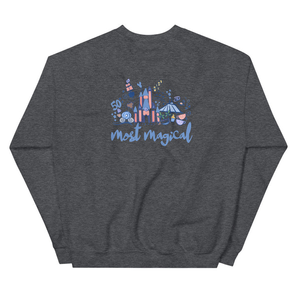 Magic Kingdom 50th Anniversary Sweatshirt TWO-SIDED Cinderella's Castle Unisex Sweatshirt