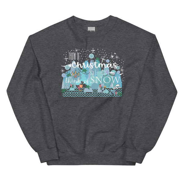 Christmas in Neverland Sweatshirt Disney Shirt Think of Christmas Think of Snow Unisex Sweatshirt