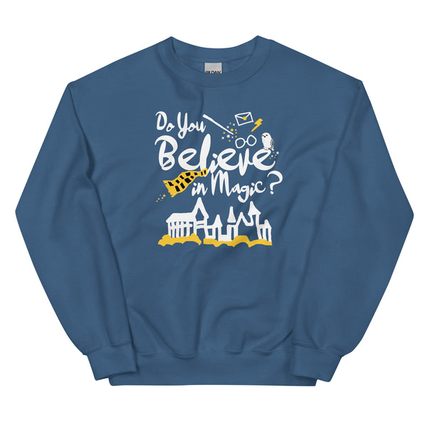 Believe in Magic Sweatshirt Yellow and Black Scarf House Wizard and Witch Adult Unisex Sweatshirt