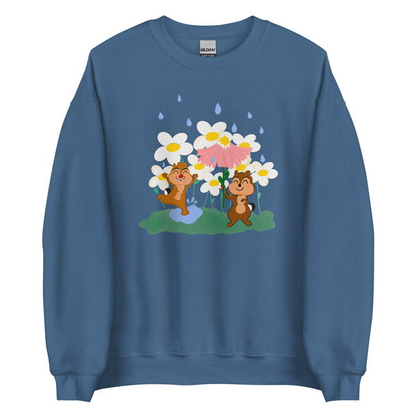 Chip and Dale Spring Rain Flower and Garden Disney Unisex Sweatshirt