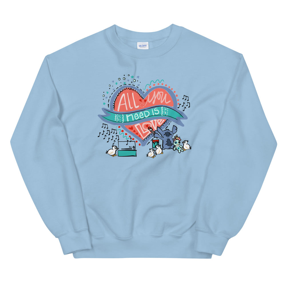Stitch Love Sweatshirt Disney All You Need is Love Lilo and Stitch Unisex Sweatshirt