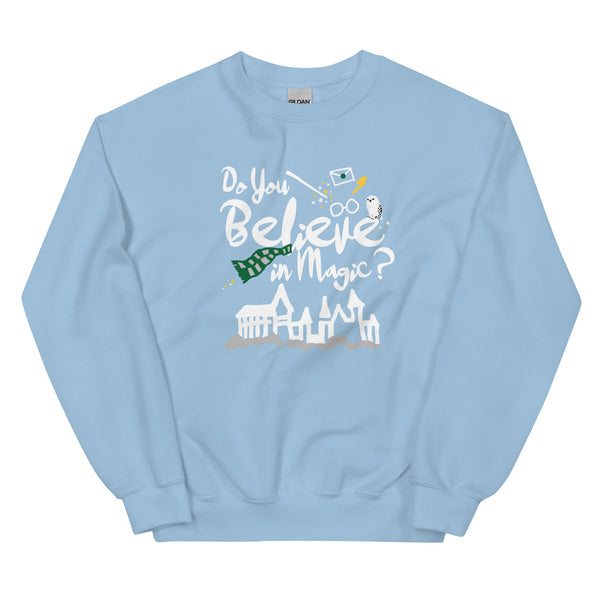 Believe in Magic Sweatshirt Green and Silver Scarf House Wizard and Witch Adult Unisex Sweatshirt