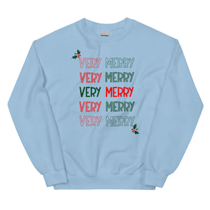 Very Merry Merry Sweatshirt Mickey Holly Disney Christmas Party Sweatshirt