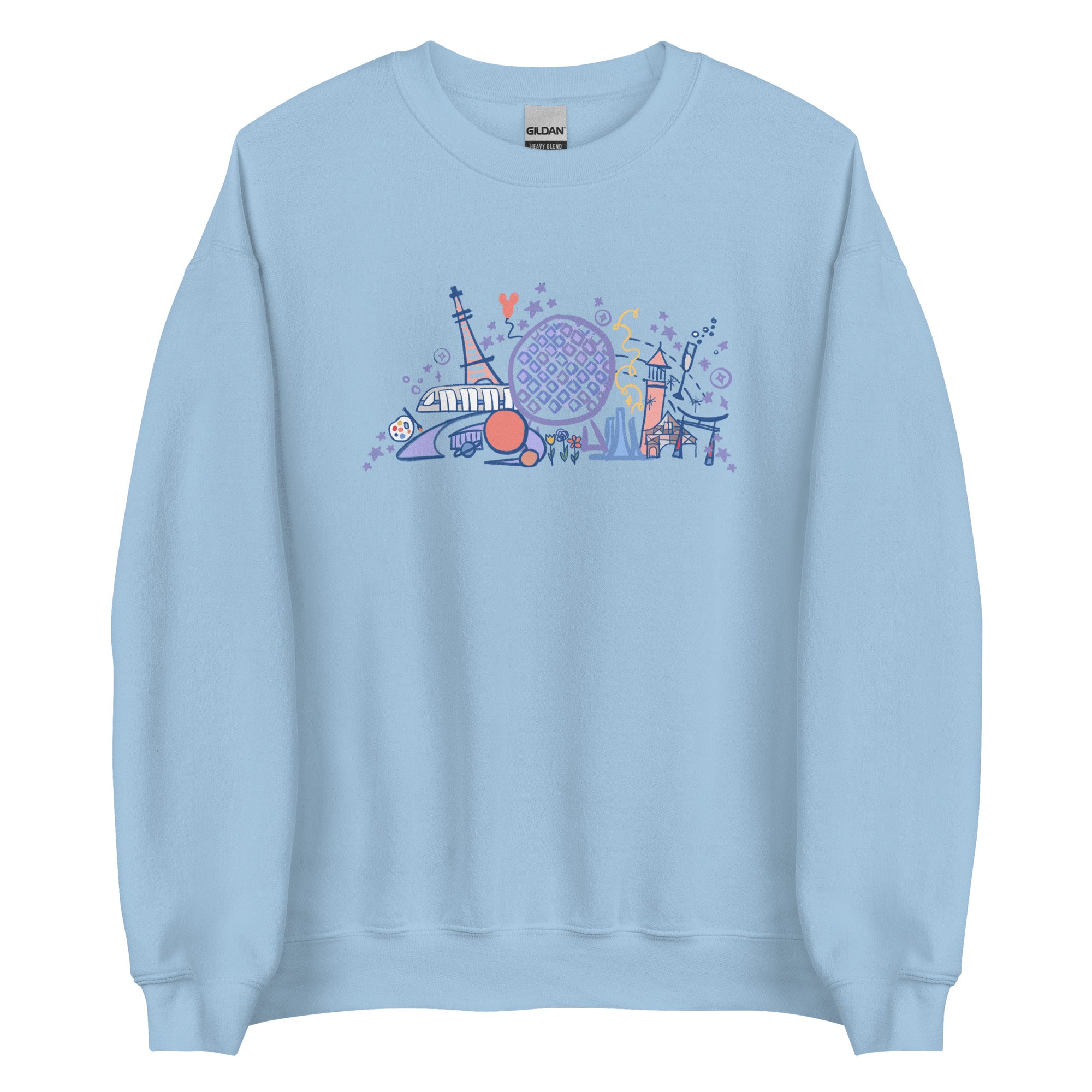 Disney's WORLD OF ENGLISH スウェット Rare vintage Walt Disney World Tour Embroidered Grey Crew