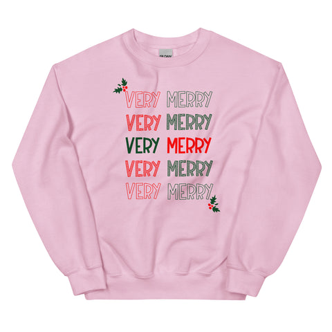 Very Merry Merry Sweatshirt Mickey Holly Disney Christmas Party Sweatshirt
