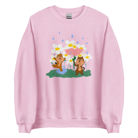 Chip and Dale Spring Rain Flower and Garden Disney Unisex Sweatshirt