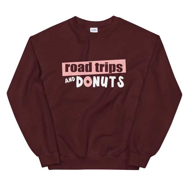 Big Pink Donut Sweatshirt Disney Road Trips and Donuts Unisex Crew Sweatshirt