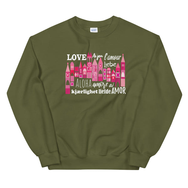 Small World Love Sweatshirt Disney Valentine's Day Language of Love Unisex Crew Sweatshirt