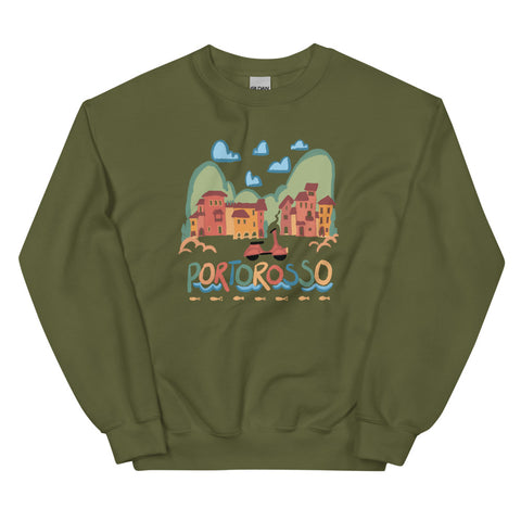 Portorosso Sweatshirt Luca Landscape with Vespa Disney Pixar Unisex Sweatshirt