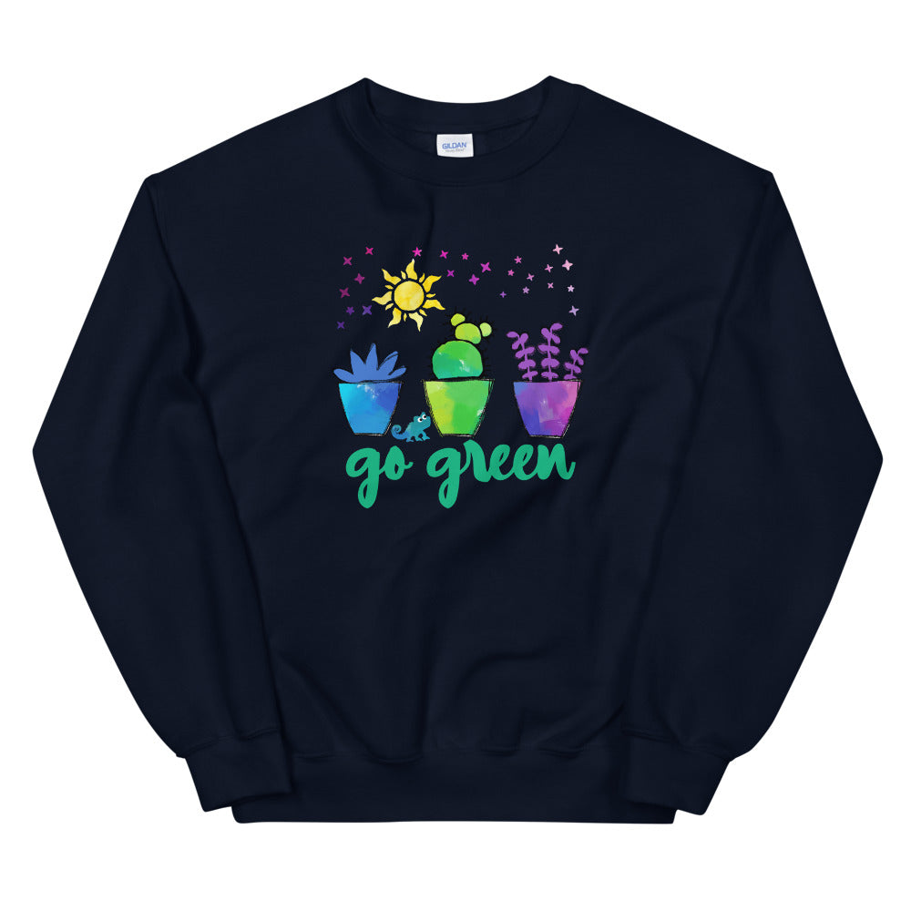 succulent sweatshirt Go Green Pascal Sweatshirt Tangled Succulents and Plants Disney T-shirt Unisex Crew Sweatshirt Navy / S